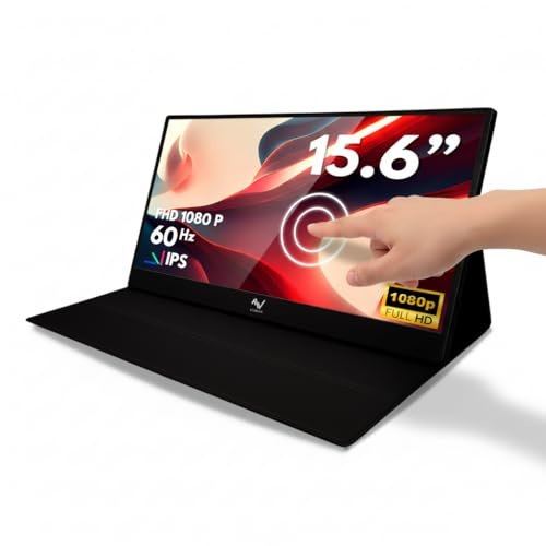 Monitor Portátil Táctil, Monitor Portatil 15.6 FHD IPS, Pantalla Portatil Externa 1080p 60Hz USB-C y HDMI, Funda con Soporte, Soporte VESA, Segunda Pantalla Para PC, Mac, Móvil, PS5, Xbox y Switch.