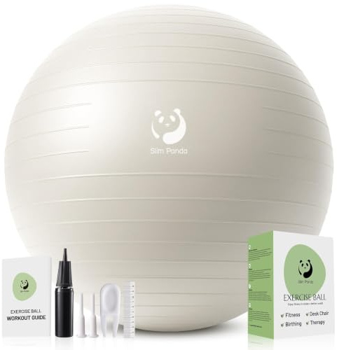Slim panda gymnastikboll, 55–85 cm explosionssäker och halkfri sittboll med pump, mjuk yogakula träning uppblåsbar boll för seniorterapi, hem, fitness, balansträning