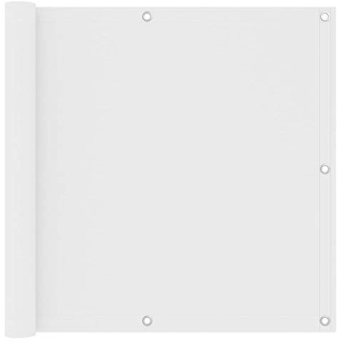 Mokuyary Protector de privacidad para balcón, color blanco, 90 x 300 cm, tejido Oxford, revestimiento de balcón, cubierta opaca contra el viento para jardín, terraza, exterior