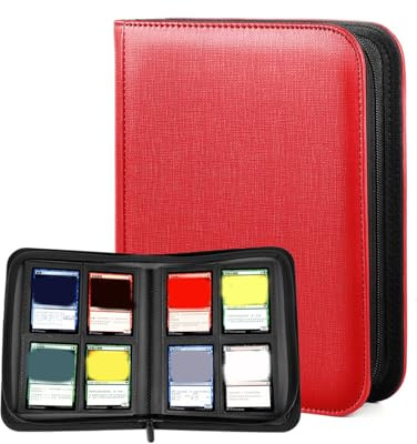 HVRFJXI Carpeta de almacenamiento de gran capacidad para 160 tarjetas, protector de tarjetas de piel sintética, organizador de libros con funda de apertura lateral de carga lateral