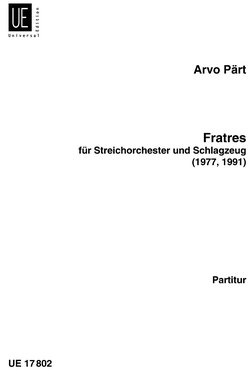 Fratres studiepartitur för Streichorkester och trummor från Arvo Pärt