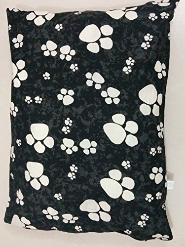 AmigoZone Dog Bed Pet Supplies Large Extra XL Size Zip Cover With Inner Cushion Complete Bed (Large, Black Paw)