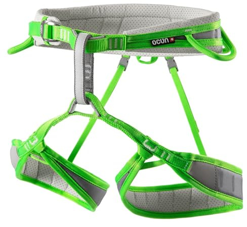 Ocun Neon Climbing Sport Harness I Lightweight Rock Climbing Harness, Green, Large