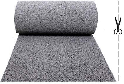 Olivo.shop – Twist Gris, Alfombra antideslizante de vinilo rizo para entrada exterior, hecha a medida, de vinilo, atrapa la suciedad, lavable para interior, 100 x 300 cm