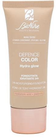 Bionike Defence Color - Fondotinta Hydra Glow Idratante 24h, con Acido Ialuronico e SPF 15, per Pelli Normali e Secche, Azione Antiossidante e Protettiva, Dona una Pelle Luminosa e Sana, 30 ml