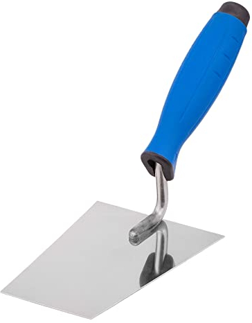 Mivos Cazzuola Trapezoidale in Acciaio Inox 140 x 70 mm - Spatola a Forma di Trapezio con Impugnatura in Gomma - Cazzuola per Intonaco Stucco e Lavori di Muratura - Prodotto in UE