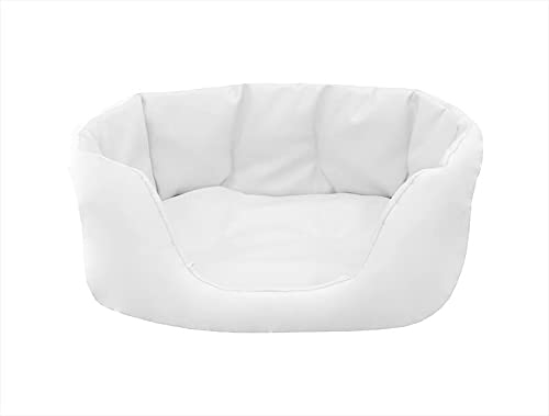 Juelle Hundebett aus Kunstleder, Bett für kleine Hunde Flauschiges Hundekissen, Sofa Paris S-XL (65x50 cm, Weiß)