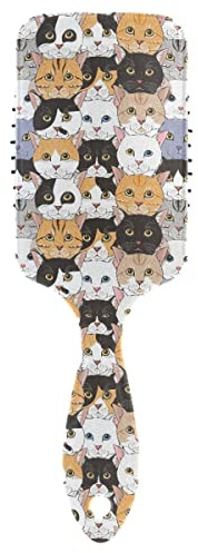 Cute Funny Cats Hair Brush Anti Static & Frizz Hair Brush Detangler for Women Men Girls Wet Dry Curly Damaged Hair, no more Tangle