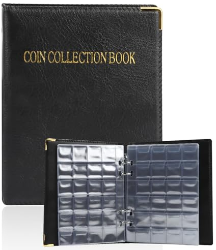 talifoca Raccoglitore Monete, 360 Tasche Album Porta Monete da Collezione, album monete Album di Monete da Collezione, per Collezionisti, Raccolta Album Libro, Porta Monete - Nero