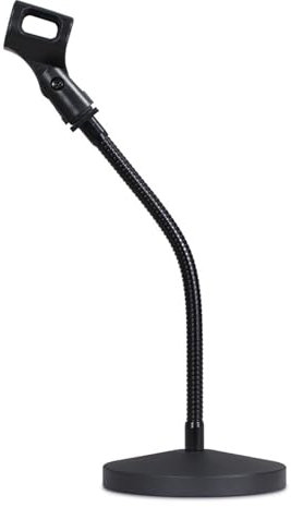 Desktop Microphone Stand with Flexible Gooseneck Arm and Metal Brackets - Holder for Microphone and Mic - Clip for Desktop