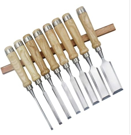 Wood Chisels Carbon Steel Carving Firmer Gouge Wood Chisel Set DIY Woodworking Handle Carpentry Tools Pack of 8 pcs Artists