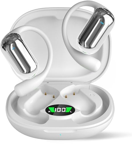 Next Destination | Cuffie senza fili Bluetooth 5.4 Sportive con Gancio Q16S | Cuffie | Impermeabile IPX7, Batteria 40H e cancellazione del rumore | Caschi senza fili Musica | Bianco