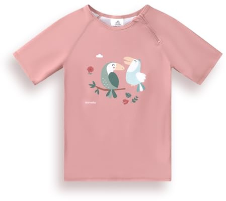 Monnëka T-Shirt de Bain Rashguard pour Enfants | Traje de baño de Manga Corta Con protección Solar Para bebés y niños, Suave, cómodo y fácil de poner. | Toucan 12 à 18 Mois