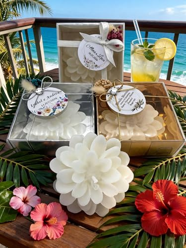 Giftsupstore - Lot de 100 bougies en forme de lotus pour invités de mariage, cadeaux de fête prénatale, cadeaux de retour (blanc)