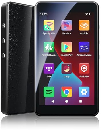 Lecteur MP3 Android 14 avec Spotify, Play Store, Amazon Music, Audible, Libby, Lecteur MP4 à écran Tactile 4 Pouces pour Enfants avec contrôle Parental, Mode Eye-Care (Noir Spatial)