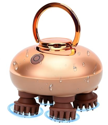 Aparato de masaje eléctrico para mascotas, impermeable IPX7 con 4 cabezales de masaje y 3 modos de velocidad, inalámbrico y portátil para gatos y perros, ideal para relajación y cuidado de la piel