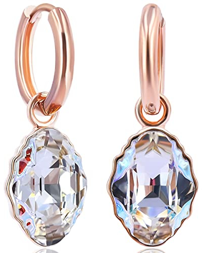 Rosegold Creolen mit Swarovski Kristalle 925 Ohrringe Rosegold NOBEL SCHMUCK