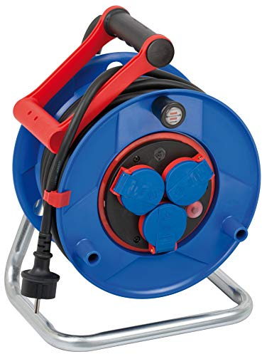 Brennenstuhl Garant IP44 Kabeltrommel 25m für Industrie/Bausatz - Profi-Elektroroller für den Einsatz auf Baustellen und im Außenbereich, Kinderschutz, Made in Germany