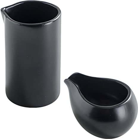 DOITOOL Mini Ceramic Creamer Gravy Boat: Porcelain Coffee Milk Creamer Pitcher Sauce Syrup Pitcher Small Serving Jug for Home Kitchen (Black)