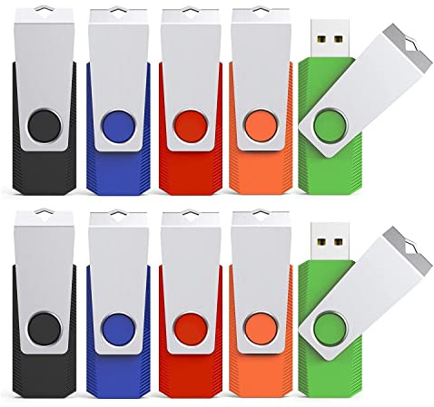 KEXIN Memoria USB 32 GB Pendrive USB 3.0 Flash Drive Memory Stick 32G para Computadoras, Tabletas y Otros Dispositivos [5 Unidades] Color de Azul Negro Verde Rojo Naranja