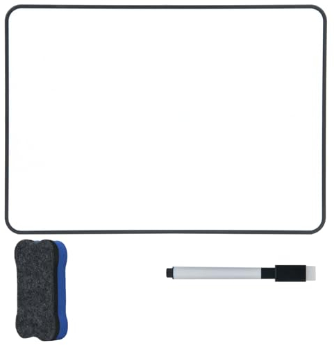 Hiziwimi 1Pcs 30X21cm Mini Tableau Blanc Effaçable à sec, Tableau Blanc Double Face A4 avec Cadre Noir, 1×Marqueurs et 1×Gommes Pour Tableau, Tableau Velleda Pour l'école, le Bureau, la Maison