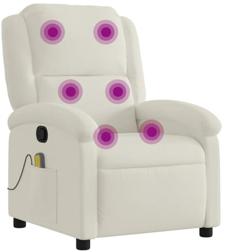 vidaXL Poltrona Massaggiante Reclinabile Crema in Velluto, poltrona reclinabile, poltrona massaggiante elettrica, poltrona in velluto