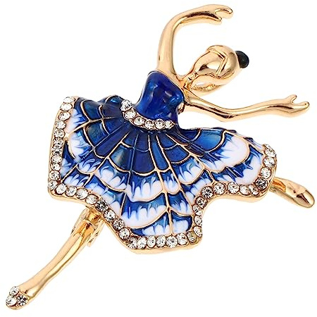 STOBOK Broche de Ballet en Alliage de Zinc et Strass Bleu, Épingle à Poitrine Élégante, Accessoire Femme, Décoration Costume et Vêtement, Taille Unique, Style Coréen