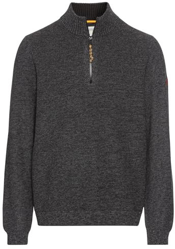 camel active Herren Stricktroyer aus Baumwollmix Dunkelgrau, Menswear-L