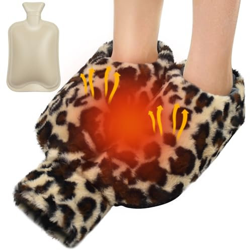 YTACREA Calienta Pies Sin Electricidad, 2L Calentador Con Botella de Agua Caliente, 2 en 1 Para Adultos, Peluche Para Mujeres, Hombres y Niños