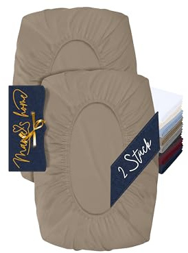 Marie´s Home 2er Pack Kissenbezug für Nackenstützkissen - Kopfkissenbezug für Nackenkissen - Spannbezug und Kissenbezug 1627.2372, M (35-40 x 55-60 cm), Sand
