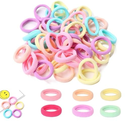 200 Pcs Candy Color Hair Bands, Small Elastics Hair Bobbles, Hair Ties Stretch Strong Hairbands, Colorful Seamless Ponytail Holders for Girls and Kids