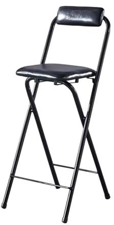 Sgabello pieghevole nero portatile con seduta imbottita per bar ufficio chitarra scrivania bancone sgabello alto pieghevole (dimensioni: 55 cm)