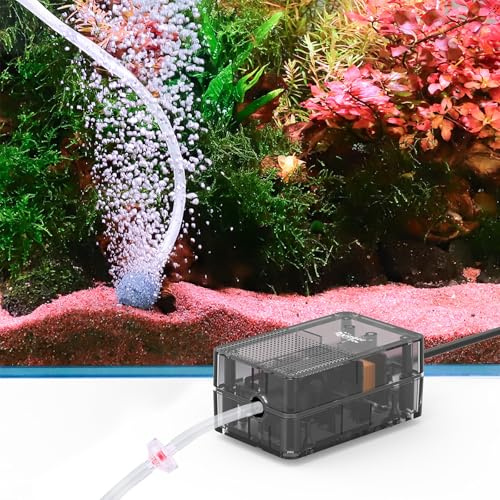 hygger See-Through Air Pump for 20-50 Gallon Aquarium Fish Tank: Oxygen Pump,Silent Powerful Aerator Pump 1.5W 1 Air Outlets Ultra Silent for Small Fish Tank,Hydroponic Systerm