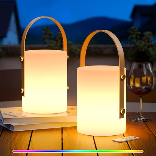 MALUX Lot de 2 lampes de table extérieur, LED Lampe d'extérieur rechargeable, IP44, étanche, IP44 Impermeabile lampe de jardin pour camping, terrasse, jardin, décoration intérieure