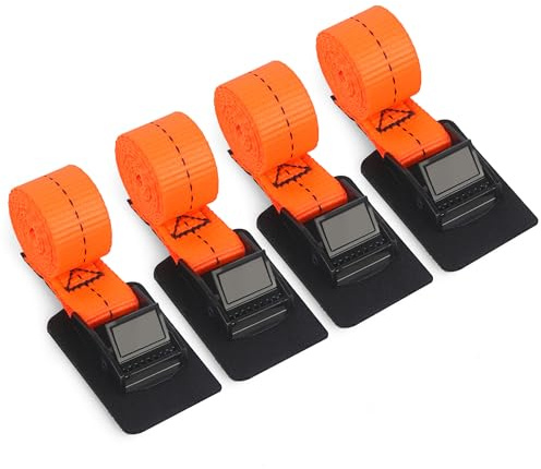 Zalava 1m*25mm Sangle à Cliquet à Charge Max. 250kg, 4Pcs Sangle d’arrimage avec Boucle de Serrage, Strap de Fixation Anti-Rayure pour Moto/Voiture/Porte Vélo/Camion/Bagage/Déménagement, Orange