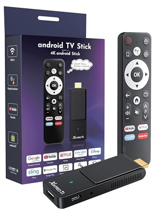 Android TV Stick 14.0, 2025 4K TV Stick 2GB RAM 16GB ROM Ultra HD RK3518 CPU Supports 2.4G/5G Wi-Fi Bluetooth 5.0 USB HDR10 with Bluetooth Voice Remote Control - Black