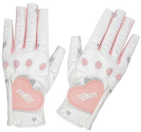LIXSAZSE Guanti da golf senza dita da donna in pelle PU, eleganti e traspiranti, guanti golf eleganti e comodi, appositamente progettati per le donne, Rosa, Digitare 19