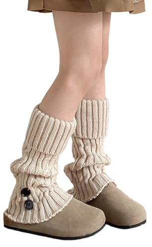 X-Institute Calze lunghe scaldamuscoli Calzini alla moda Coprigambe lavorati a maglia Calze all'uncinetto per bambini 2-13 anni Calzini traspiranti per bambini, colore del grano, Taglia unica