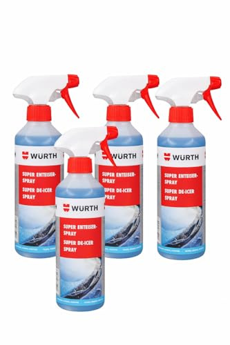 Wurth - Set di 4 spray sbrinanti ad alte prestazioni per parabrezza e vetri – azione istantanea – anti-gelo a lunga durata – per auto, camion e specchi