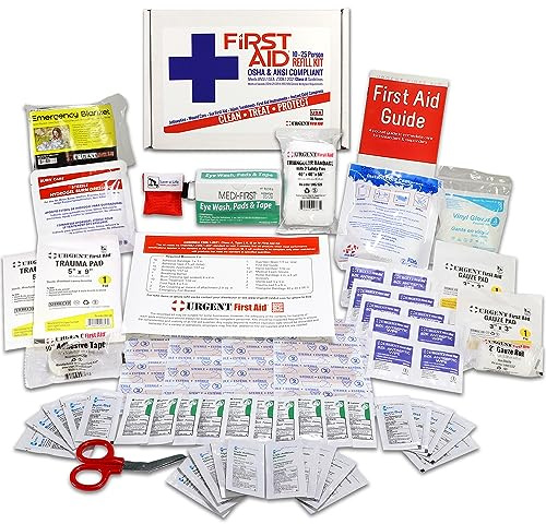 OSHA & ANSI First Aid Kit Refill/Upgrade, 25 Person, 78 Pieces, ANSI 2021 Class A for Office, Business, Home or car Boxes and cabinets: Fill Your kit or use to Upgrade to Current regulations