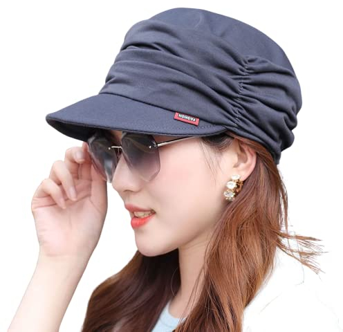 CHENGZI Damen Baskenmütze aus Baumwolle, Motiv: Newsboy Cabbie Gr. Einheitsgröße, grau