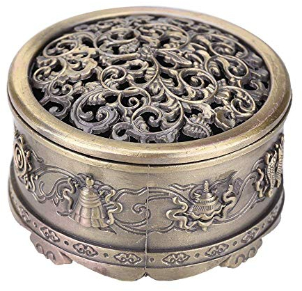 HERCHR Porta bruciatore Insence Backflow, Porta incenso Incensiere in Lega Antica Bruciatore di incenso a Carbone Ciotola Raccoglitore di Cenere Decorazioni per la casa(Bronzo)