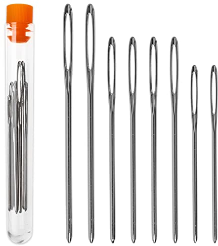 Aghi per cucire i monconi con cruna grande, 8 pz, con tre misure diverse. dimensioni, non è necessario l'ausilio per l'infilatura, aghi da lana e Smyrna senza punta, assortimento di aghi da cucito