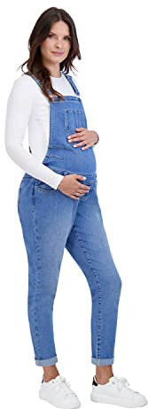 Savi Parker Women’s Maternity Overalls – Comfy Denim Bib Straight Leg Overalls Women Jumpsuits, Pregnant Women Casual Outfits for Spring and Summer Season - (Small, Nhi Wash)