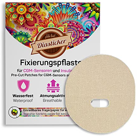 Diasticker® | Medtronic Enlite Guardian - Pansements de fixation (10 piece, Beige) | Imperméable - Respirant - Maintien Fort | Patch de capteur, bande, surpatch, plâtre de fixation