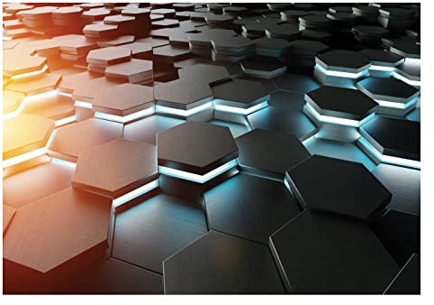 WallArena – fleece fototapet barnrum 416 x 254 cm hexagon geometriska former gaming ungdomsrum – fototapeter tapeter för barn barntapet – fibertapet tapet tapet 3D-effekt