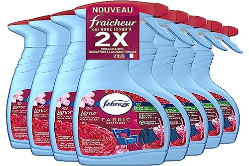 Febreze Désodorisant Textile, Lenor Coup De Foudre, 8x500ML, La Technologie OdourClear Élimine Les Odeurs De Vos Textiles Pour Ne Laisser Qu’un Parfum Frais