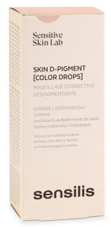 Sensilis - Skin D-Pigment Color Drops, Trucco Correttore Depigmentante, Corregge le Macchie, con Estratto di Biofermento di Salvia Sclarea e Vitamina C Stabilizzata, Tono Peche Rose - 30 ml