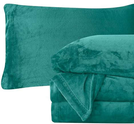 Elegant Comfort Lyxigt mjuka sängkläder i 4 delar av högkvalitativ fluffig sammetsflanell, bekväma, varma, antistatiska, noppar inte, djupa fickor – dubbelsäng