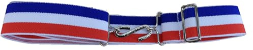 Mazeys Retro Unisex 70s Elastic Snake Belts (Red/White/Blue 35 mm wide)